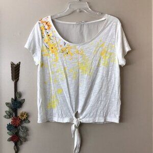 Jr's Mudd Sheer Cream Tie Front Tee Sz Small, EUC